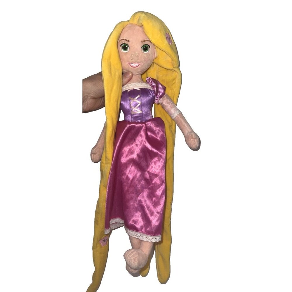 Disney Tangled Rapunzel Stuffed Plush Doll With Purple Pink Dress Long hair
